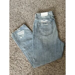 American Eagle Mom Jean Womens 12 Regular Blue High Rise Knee Hole Denim Cutoffs